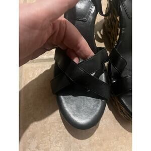 Vince Camuto Fettana Wedge Sandals Size 10 Black Espadrille Ankle Strap